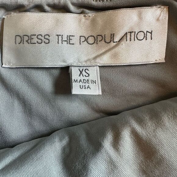 DRESS THE POPULATION Women’s Sequined Ava Strapless Mini Dress Silver Size XS - Picture 5 of 15